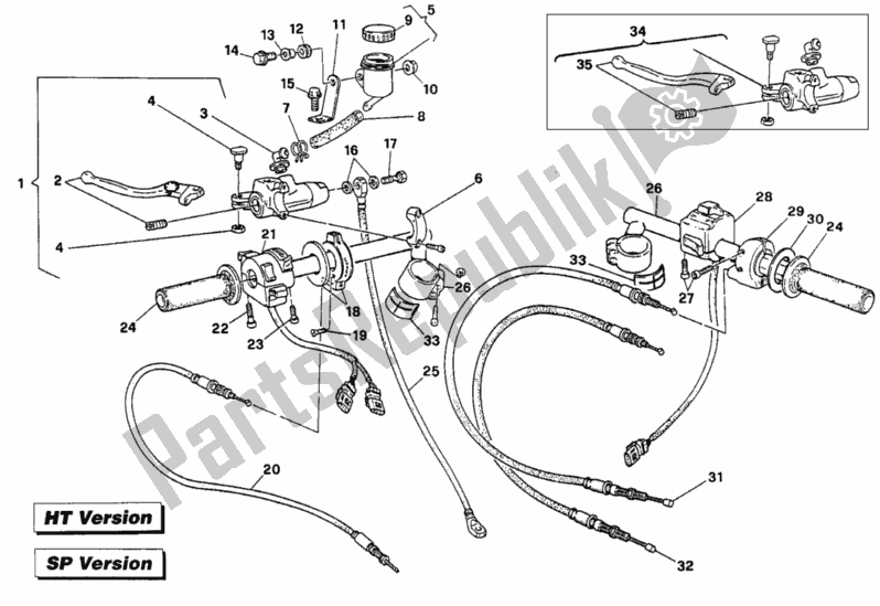 All parts for the Handlebar Ht, Sp of the Ducati Supersport 900 SS USA 1994